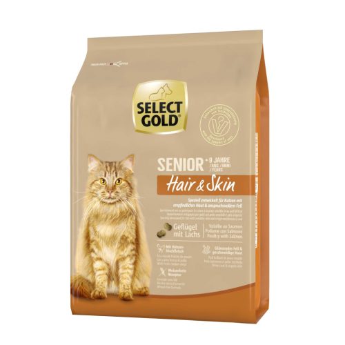 Select Gold Hair&Skin Hrană uscată pentru pisici senioare, cu pasăre și somon 2,5 kg