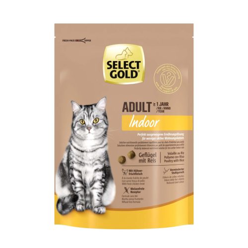 Select Gold Indoor Hrană uscată pentru pisici adulte, cu pasăre și orez 300 g