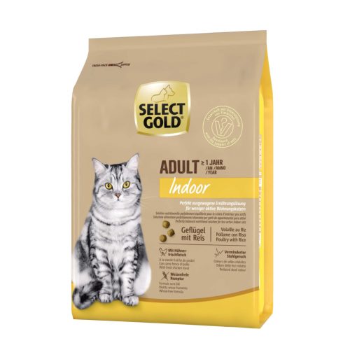 Select Gold Indoor Hrană uscată pentru pisici adulte, cu pasăre și orez 2,5 kg