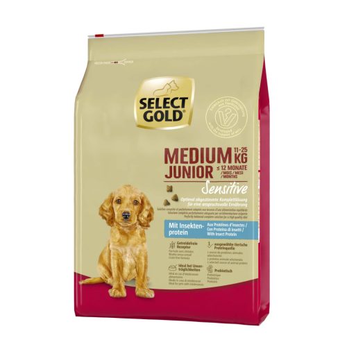 Select Gold Sensitive Hrană uscată pentru câini juniori de talie medie, cu proteine ​​din insecte 4 kg