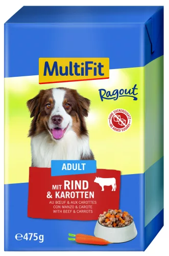 MultiFit Ragout Hrană umedă pentru câini adulți cu vită și morcov 475 g