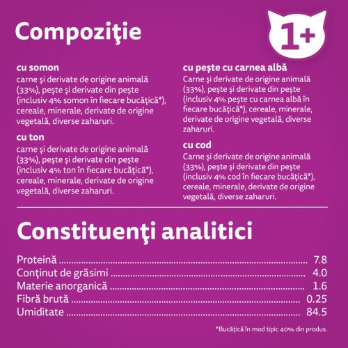 Whiskas hrană umedă pentru pisici adulte, selecții de pește în aspic 12 x 85 g