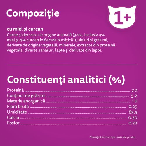 Whiskas Tasty Mix hrană umedă pentru pisici adulte, cu miel și curcan în sos 85 g