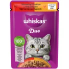 Whiskas Duo Hrană umedă pentru pisici adulte cu vită și pasăre în aspic 85 g