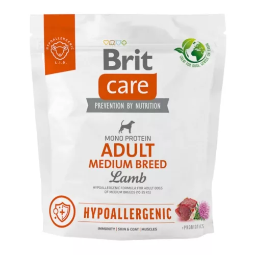 Brit Care Hrană completă pentru câini adulţi de talie medie, cu miel şi orez 1 kg