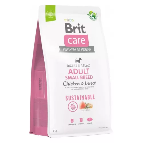 Brit Care Sustainable Hrană uscată pentru câini adulți de talie mică, cu pui și insecte 3 kg