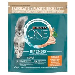   Purina One Hrană uscată pentru pisici adulte, cu pui și cereale integrale 450 g