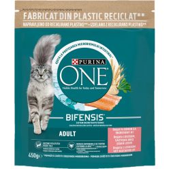   Purina One Hrană uscată pentru pisici adulte, cu somon și cereale integrale 450 g
