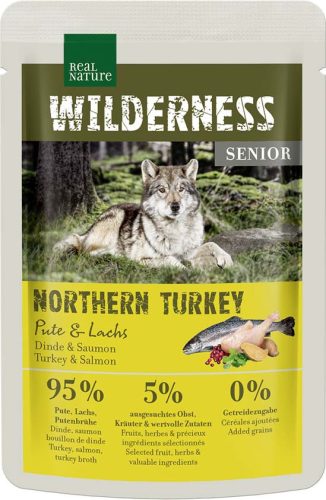 Real Nature Wilderness Hrană pentru câini seniori, cu curcan și somon 100g