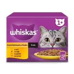   Whiskas hrană umedă pentru pisici adulte cu carne de pasăre în sos 12 x 85 g