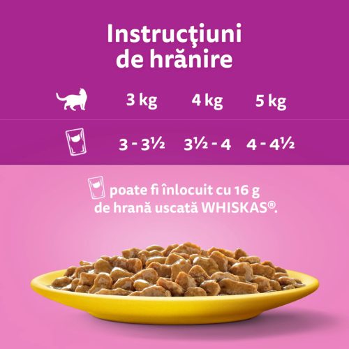 Whiskas hrană umedă pentru pisici adulte cu carne de pasăre în sos 12 x 85 g