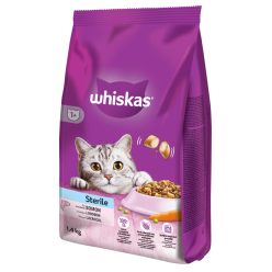   Whiskas Sterile hrană uscată cu somon pentru pisici adulte 1,4 kg