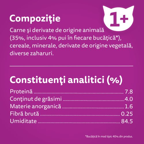 Whiskas hrană umedă pentru pisici adulte, cu pui în aspic 85 g