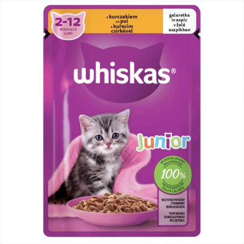 Whiskas Junior hrană umedă pentru pisici junioare, cu pui în aspic 85 g