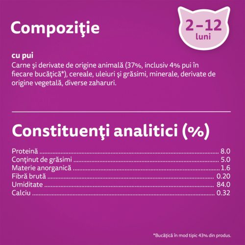 Whiskas Junior hrană umedă pentru pisici junioare, cu pui în aspic 85 g