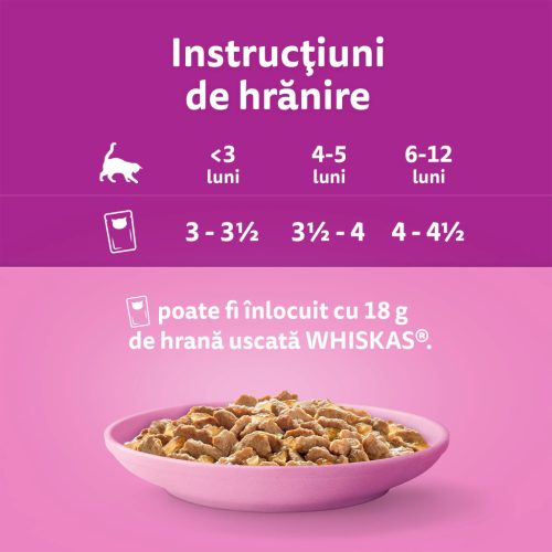 Whiskas Junior hrană umedă pentru pisici junioare, cu pui în aspic 85 g