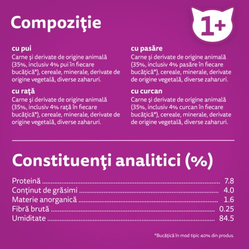 Whiskas hrană umedă pentru pisici adulte cu carne de pasăre în aspic 12 x 85 g