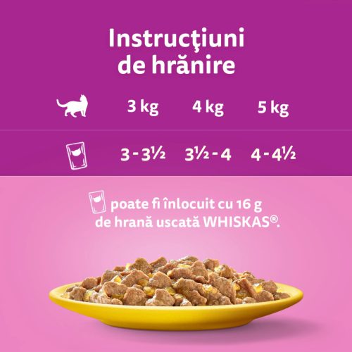 Whiskas hrană umedă pentru pisici adulte cu carne de pasăre în aspic 12 x 85 g