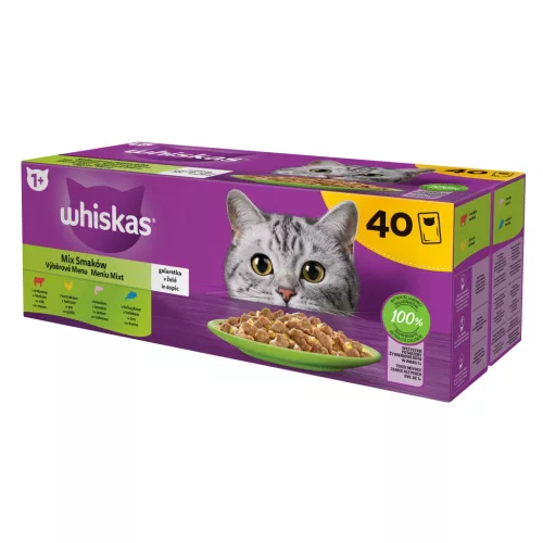 Whiskas hrană umedă pentru pisici adulte, selecții de carne în aspic 40 x 85 g