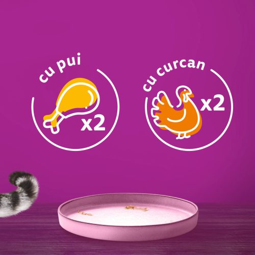 Whiskas Pure Delight hrană umedă pentru pisici junioare cu carne de pasăre în aspic 4 x 85 g