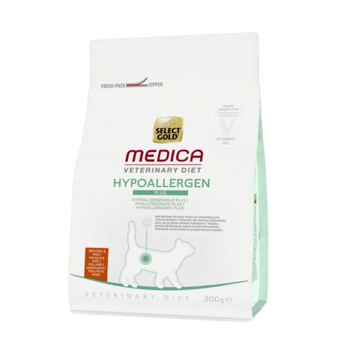 Select Gold Medica Hrană uscată hipoalergenică pentru pisici adulte, cu pui 300 g