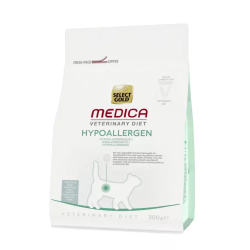 Select Gold Medica Hrană hipoalergenică pentru pisici adulte, cu insecte și porumb 300 g