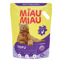  Miau Miau Așternut aglomerant tofu pentru litieră, lavandă 6 l