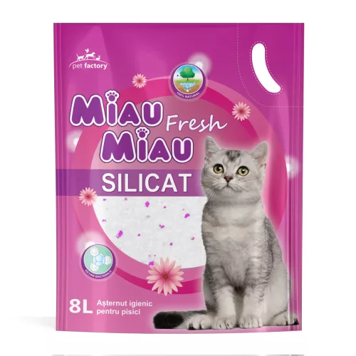 Miau Miau Așternut din silicat pentru litieră, fresh 8 l