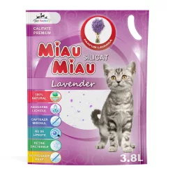   Miau Miau Așternut din silicat pentru litieră, lavandă 3,8 l