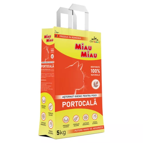 Miau Miau Așternut aglomerant pentru litieră, portocală 5 kg