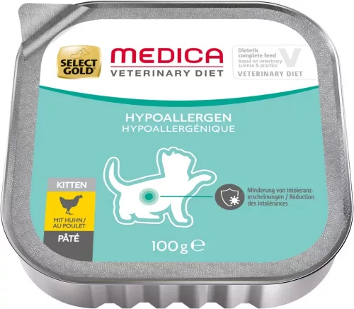 Select Gold Medica Hrană umedă hipoalergenică pentru pisici kitten cu pui 100g