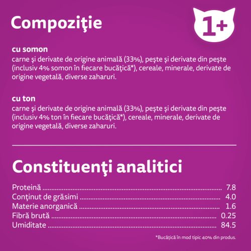 Whiskas hrană umedă pentru pisici adulte, selecții de pește în aspic 4 x 85 g