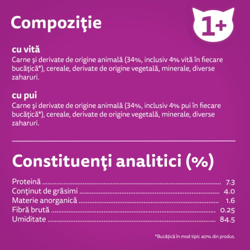 Whiskas hrană umedă pentru pisici adulte, selecții clasice în sos de carne 4 x 85 g