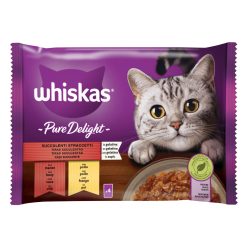   Whiskas Pure Delight hrană umedă pentru pisici adulte, selecții clasice în sos de carne 4 x 85 g