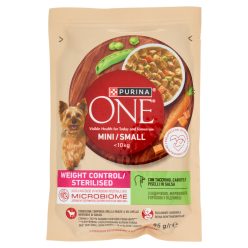   Purina One Mini Weight Control Hrană umedă pentru câini, cu curcan, morcovi și mazăre în sos 85 g