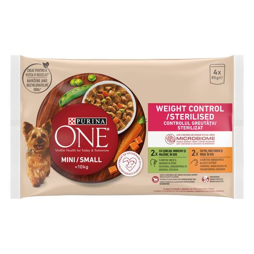Purina One Mini Weight Control Hrană umedă pentru câini 4 x 85 g