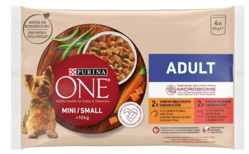 Purina One Mini Adult Hrană umedă pentru câini 4 x 85 g
