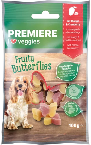 Premiere Veggie Recompense pentru câini cu mango și merișoare 100 g