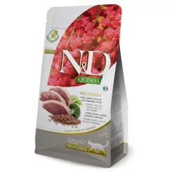   N&D Quinoa Neutered Hrană uscată pentru pisici sterilizate cu rață 1,5 kg