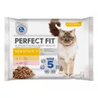 Perfect Fit hrană umedă cu pui și somon în sos pentru pisici sensibile adulte 4 x 85 g