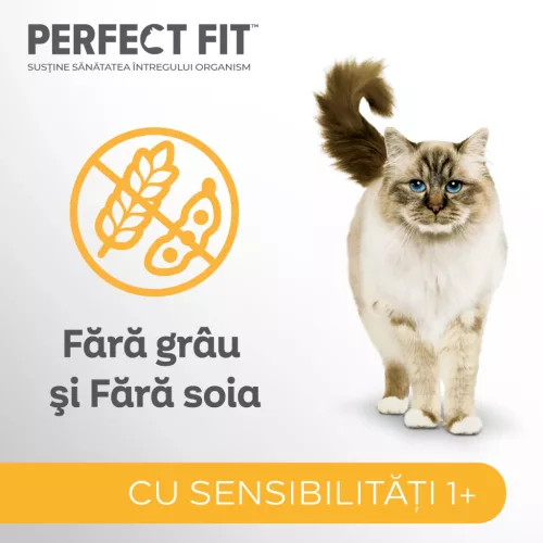 Perfect Fit hrană umedă cu pui și somon în sos pentru pisici sensibile adulte 4 x 85 g