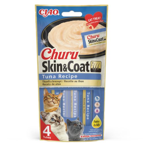 Churu Skin & Coat Recompensă pentru pisici cu ton 4x14 g
