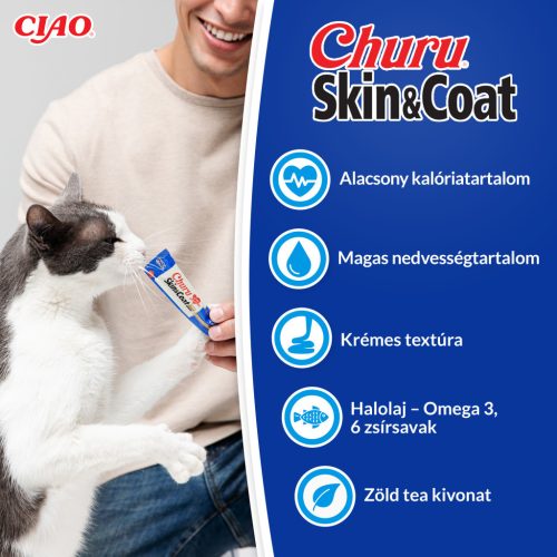 Churu Skin & Coat Recompensă pentru pisici cu ton 4x14 g