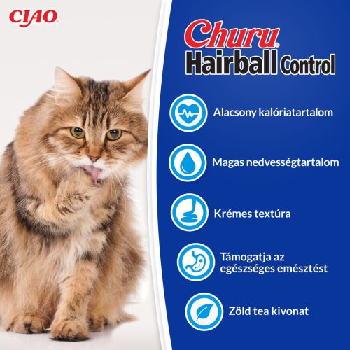 Churu Hairball Control Recompensă pentru pisici cu pui 4x14 g