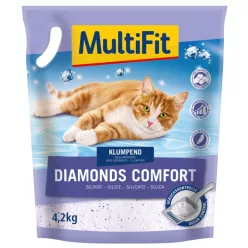   MultiFit Diamonds Comfort Așternut aglomerant din silicat pentru litieră 8 l