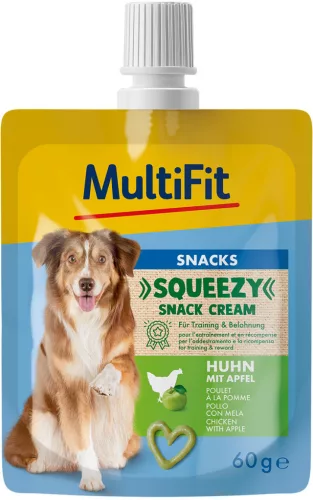 MultiFit Squeezys Recompensă cremoasă pentru câini, cu pui și măr 60 ml