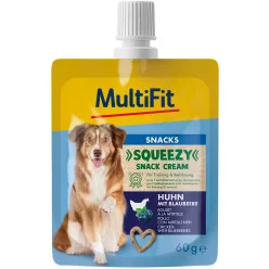   MultiFit Squeezys Recompensă cremoasă pentru câini, cu pui și afine 60 ml