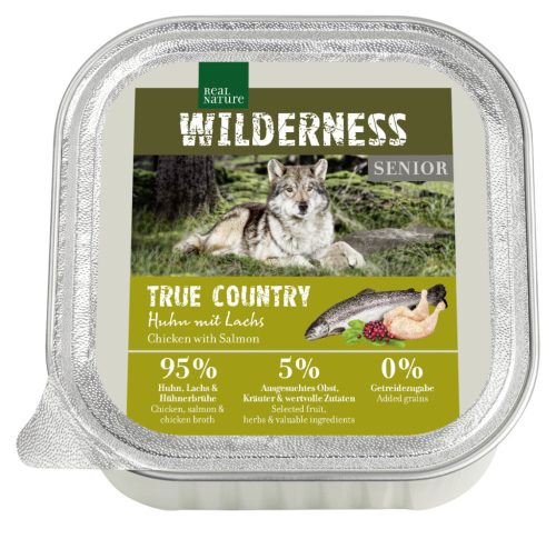 Real Nature Wilderness Hrană umedă pentru câini seniori, cu pui și somon 100g