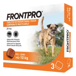   Frontpro Comprimate masticabile antiparazitare pentru câini de 4-10 kg, 3 tablete x 28,3 mg