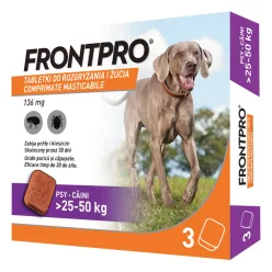   Frontpro Comprimate masticabile antiparazitare pentru câini de 25-50 kg, 3 tablete x 136 mg